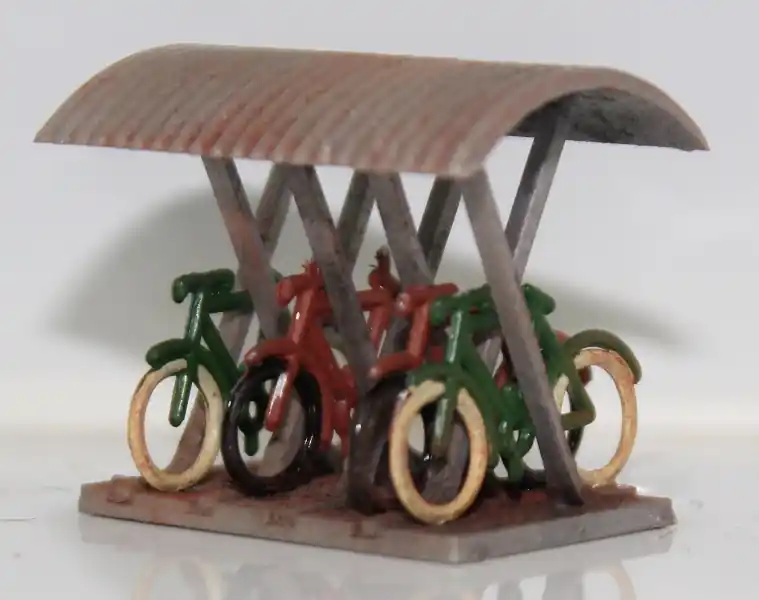 Economico 110DM HO Riparo e sosta biciclette montato invecchiato come da foto