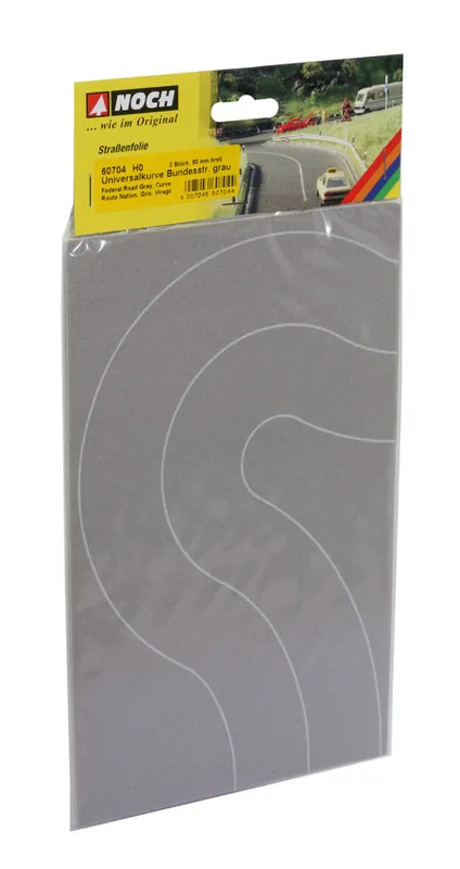 60704 Noch HO Strada asfaltata in curva 2 pezzi larghezza mm. 80 Nuovo Arrivo