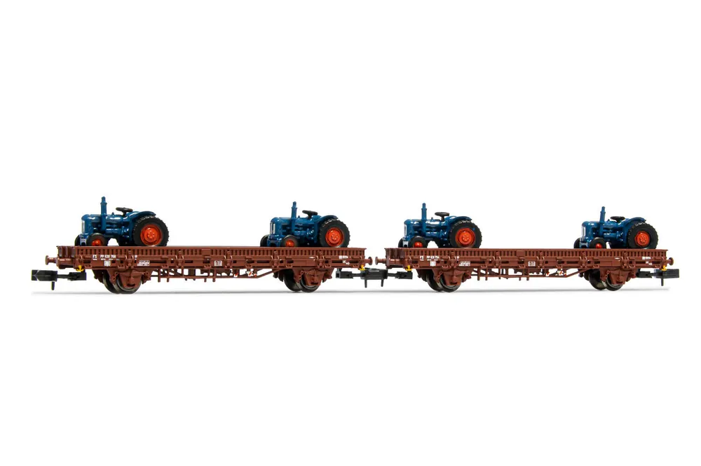 Prezzo Basso HN6489 Arnold FS set 2 carri pianale tipo PP caricati 2 TRATTORI Scala N 1 160