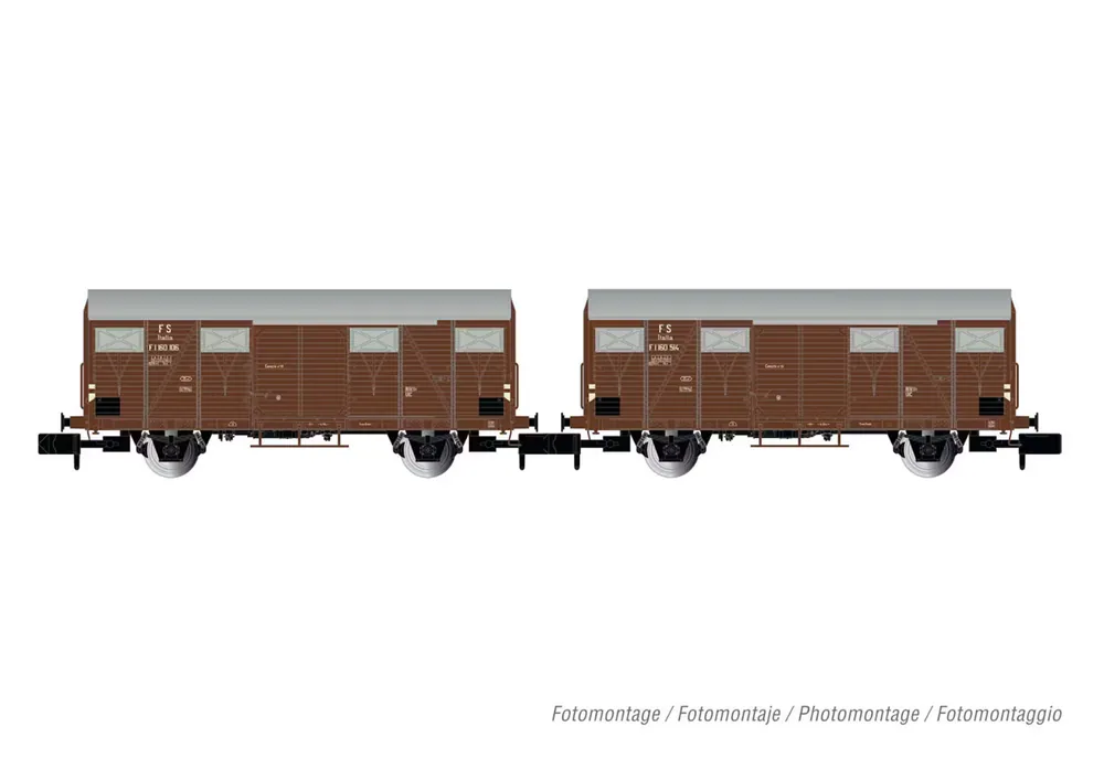 Consegna Rapida HN6574 Arnold FS, set di 2 carri chiusi a 2 assi Gs, ep. IV - Scala N 1/160