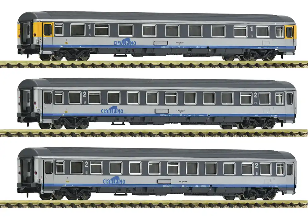 6260019 Fleischmann HO Set 3 carrozze Cisalpino 1 e 2 classe ep. V scala N 1 160 Nuovo Arrivo