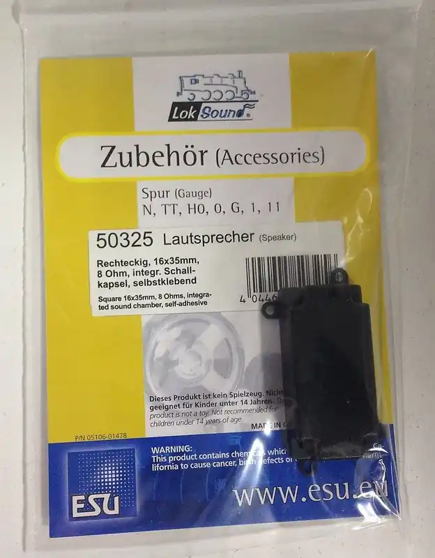 Compra Oggi Stesso 50325 Esu Altoparlante 16mm x 35mm, rettangolare 8 Ohm DCC LokSou