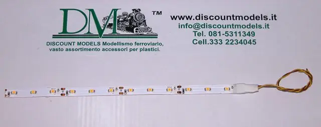 054 D.M. Striscia 12 led SMD luce calda per carrozze mis. 200 x 8 mm. Subito Disponibile