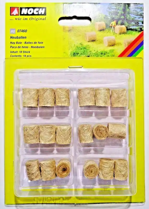 07460 Noch HO set 18 balle di paglia a rotoli realistiche come da foto Bestseller