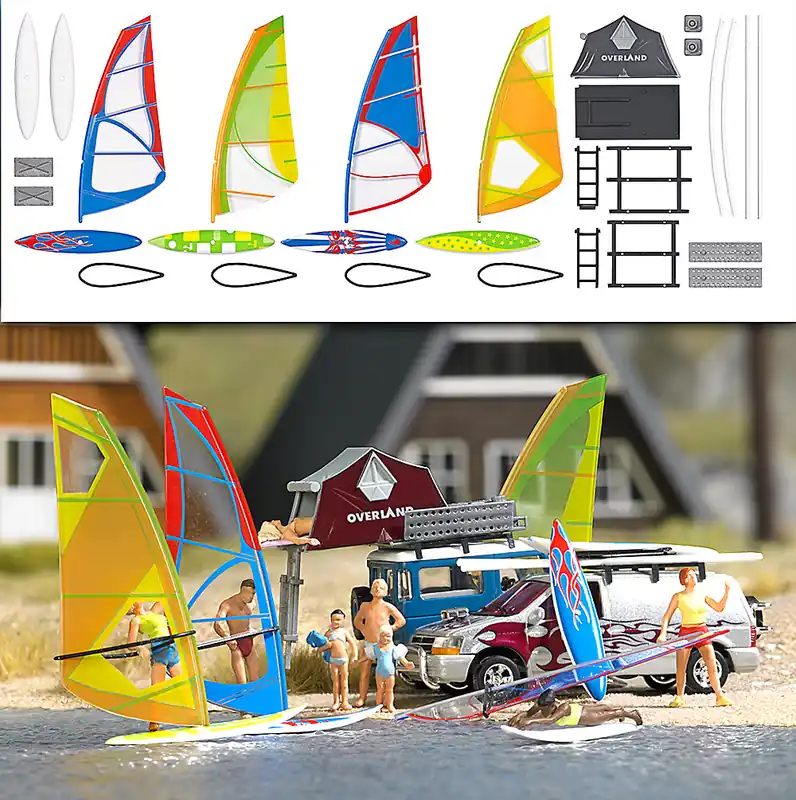 1156 Busch HO Set 4 windsurf e accessori vari kit montaggio scala 187 Offerta Speciale