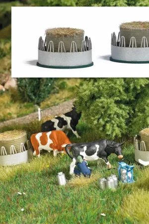 1388 Busch HO 2 mangiatoie a griglia per bovini con balle di fieno kit montaggio Spedito Oggi