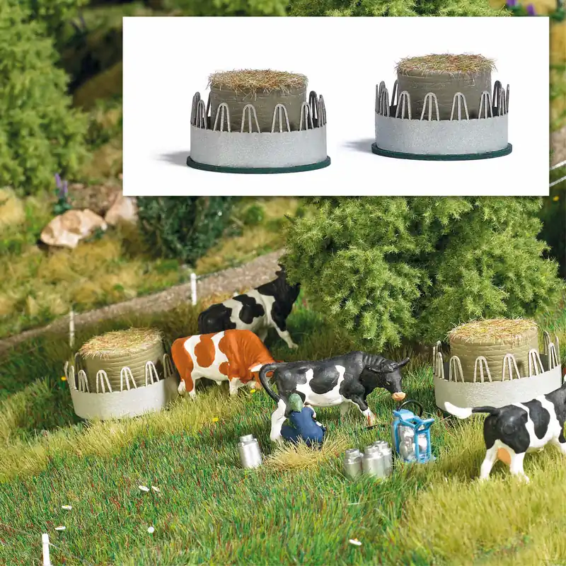 1388 Busch HO 2 mangiatoie a griglia per bovini con balle di fieno kit montaggio Spedito Oggi