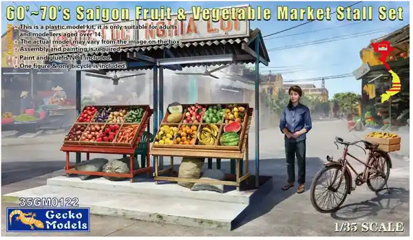 Set di bancarelle del mercato di frutta e verdura di Saigon 1/35 - GECKO MODELS 35GM0122 Esclusivo