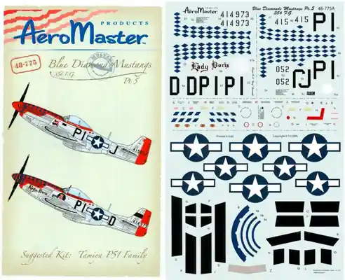 Blue Diamond Mustangs 356 FG 1/48 - AEROMASTER DECALS 48-775 Super Prezzo