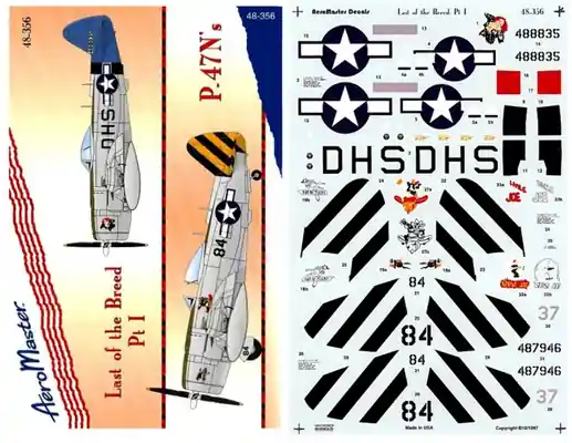 Vendita Finale P-47N Decals 1/48 - AEROMASTER DECALS 48-356