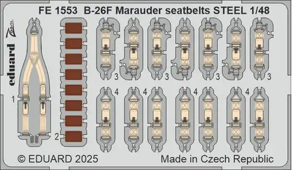 B-26F Marauder Cinture di sicurezza 1/48 - EDUARD FE1553 Quantità Limitata