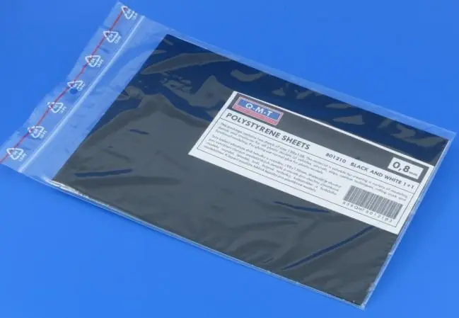 0,8 mm, black+white polystyrene sheets Super Prezzo